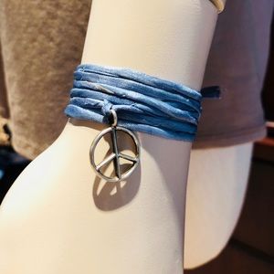 Blue silk wrap bracelet